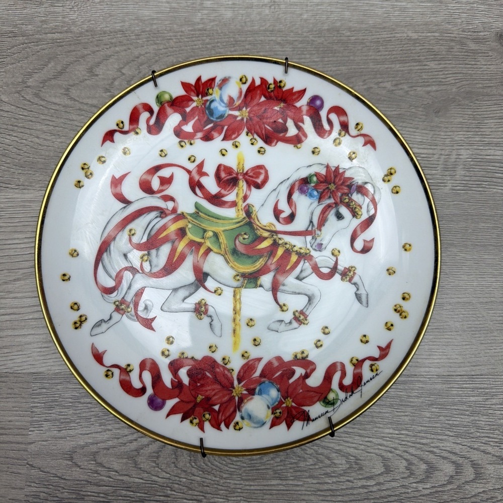 Vintage American Lung Association 1991‎ Christmas Steed Seal Plate Porcelain